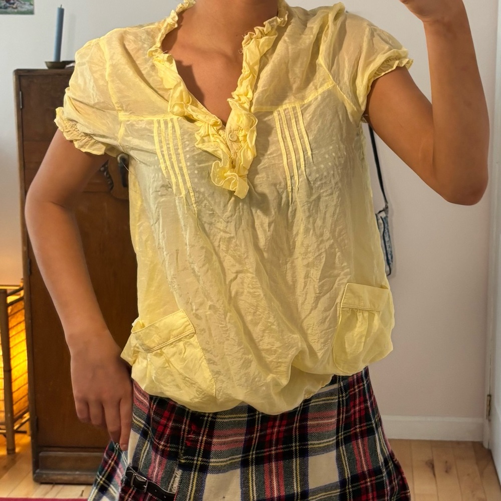 Therapy Light Yellow Ruffled Blouse